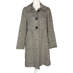 GAP Y2K Tweed Wool A Line Swing Pea Coat M Coquette Pin Up Textured Jacket‎